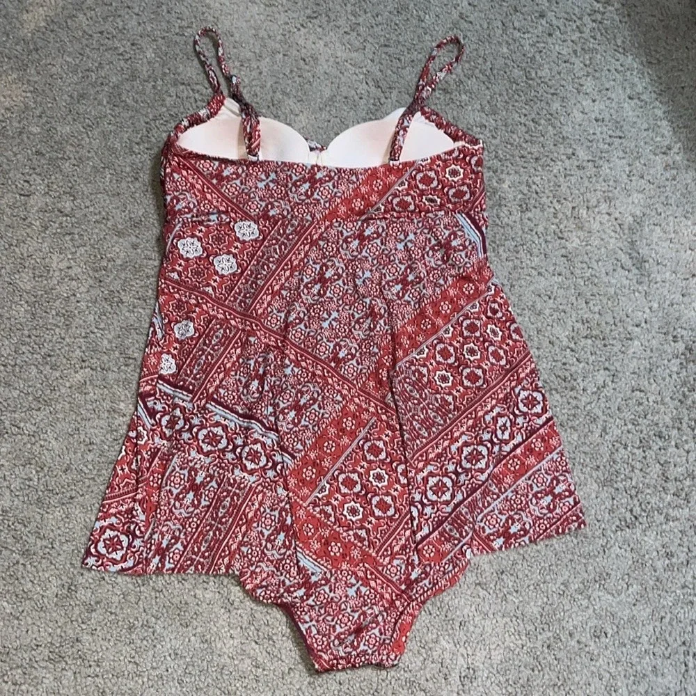 Garnet‎ Hill Ruched Overlay One Piece Swimsuit 12